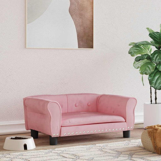 Pelíšek pro psy růžový 70 x 45 x 30 cm samet