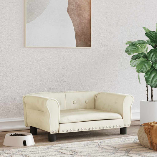 Pelíšek pro psy krémový 70 x 45 x 30 cm samet