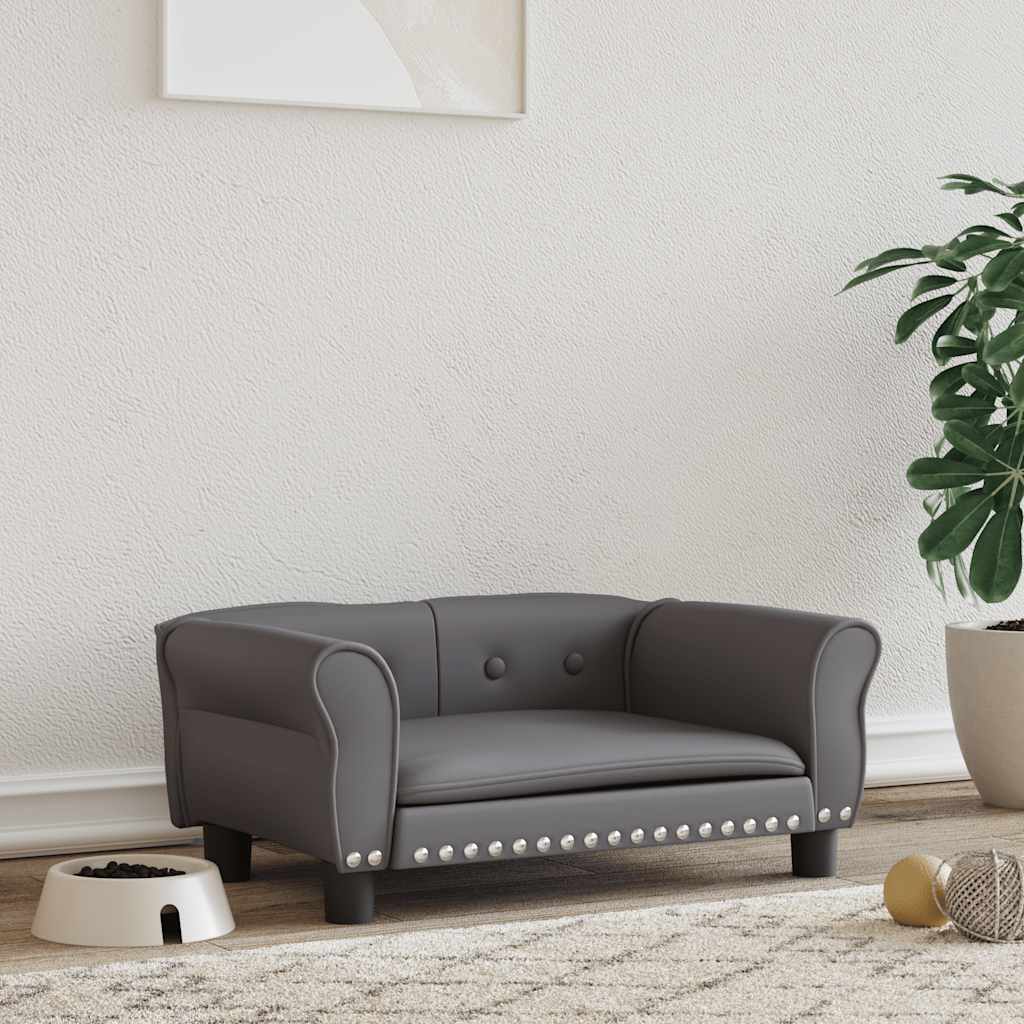 Pelíšek pro psy šedý 70 x 45 x 30 cm umělá kůže