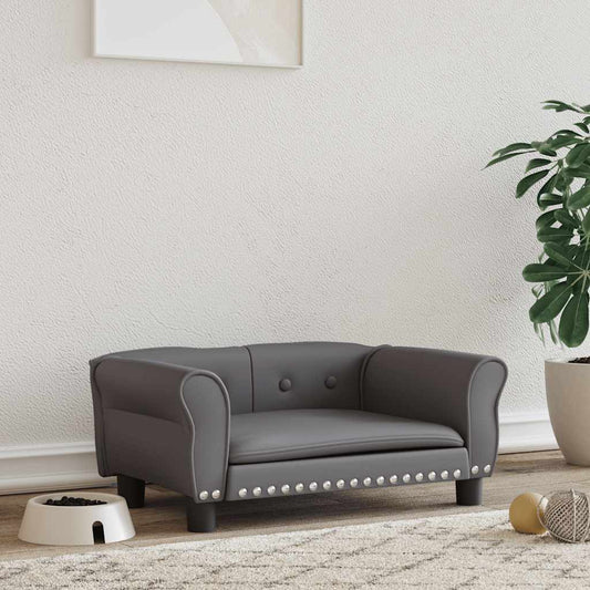Pelíšek pro psy šedý 70 x 45 x 30 cm umělá kůže