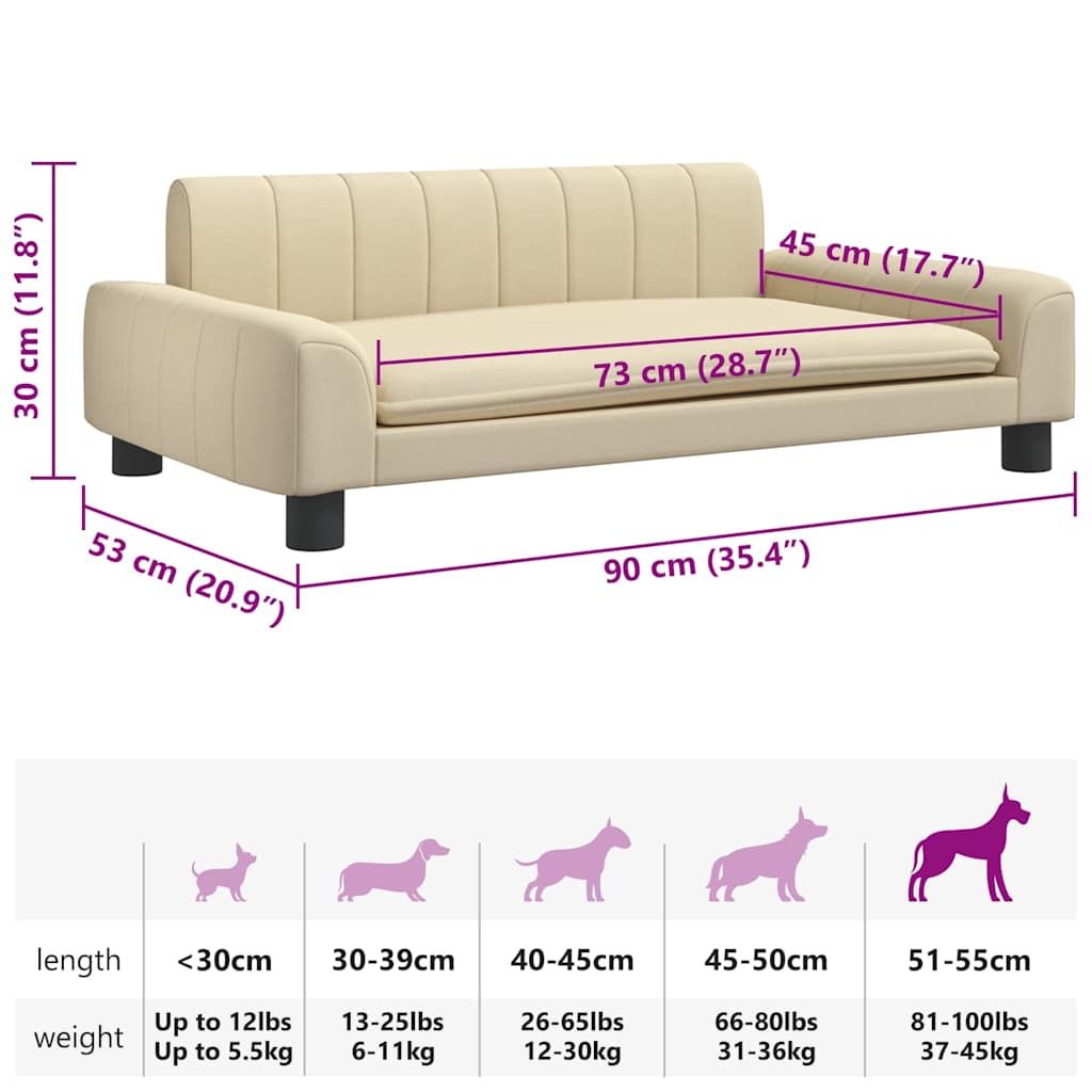 Pelíšek pro psy krémový 90 x 53 x 30 cm textil