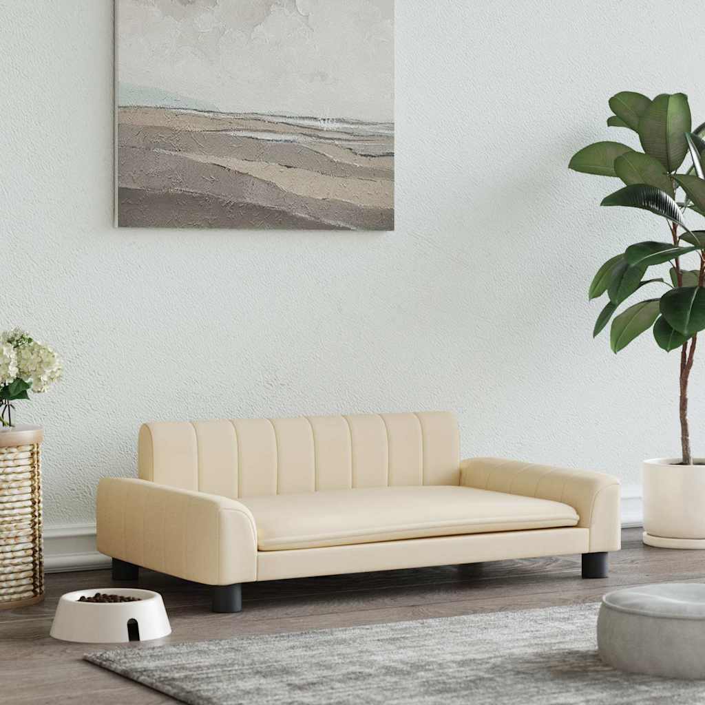 Pelíšek pro psy krémový 90 x 53 x 30 cm textil