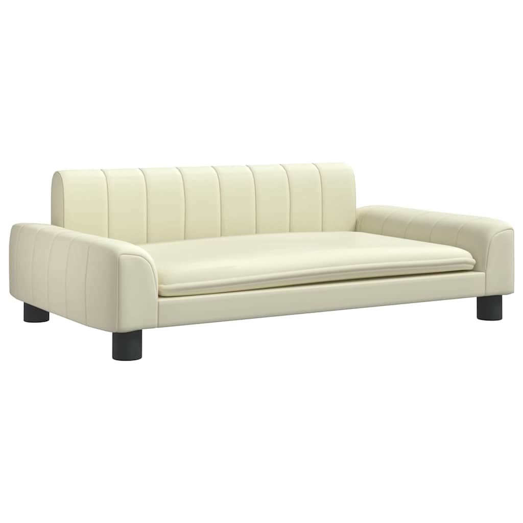 Pelíšek pro psy krémový 90 x 53 x 30 cm umělá kůže