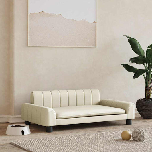 Pelíšek pro psy krémový 90 x 53 x 30 cm umělá kůže