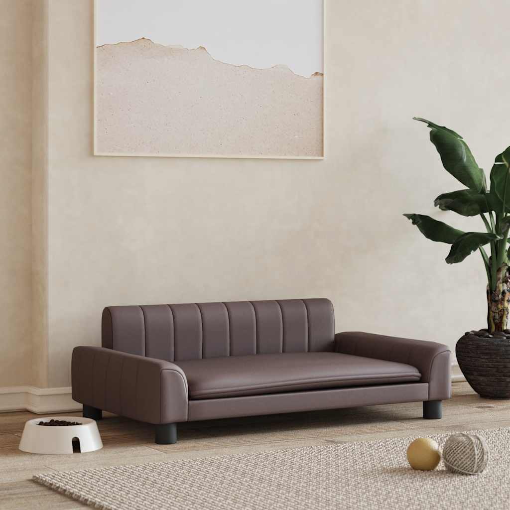 Pelíšek pro psy hnědý 90 x 53 x 30 cm umělá kůže