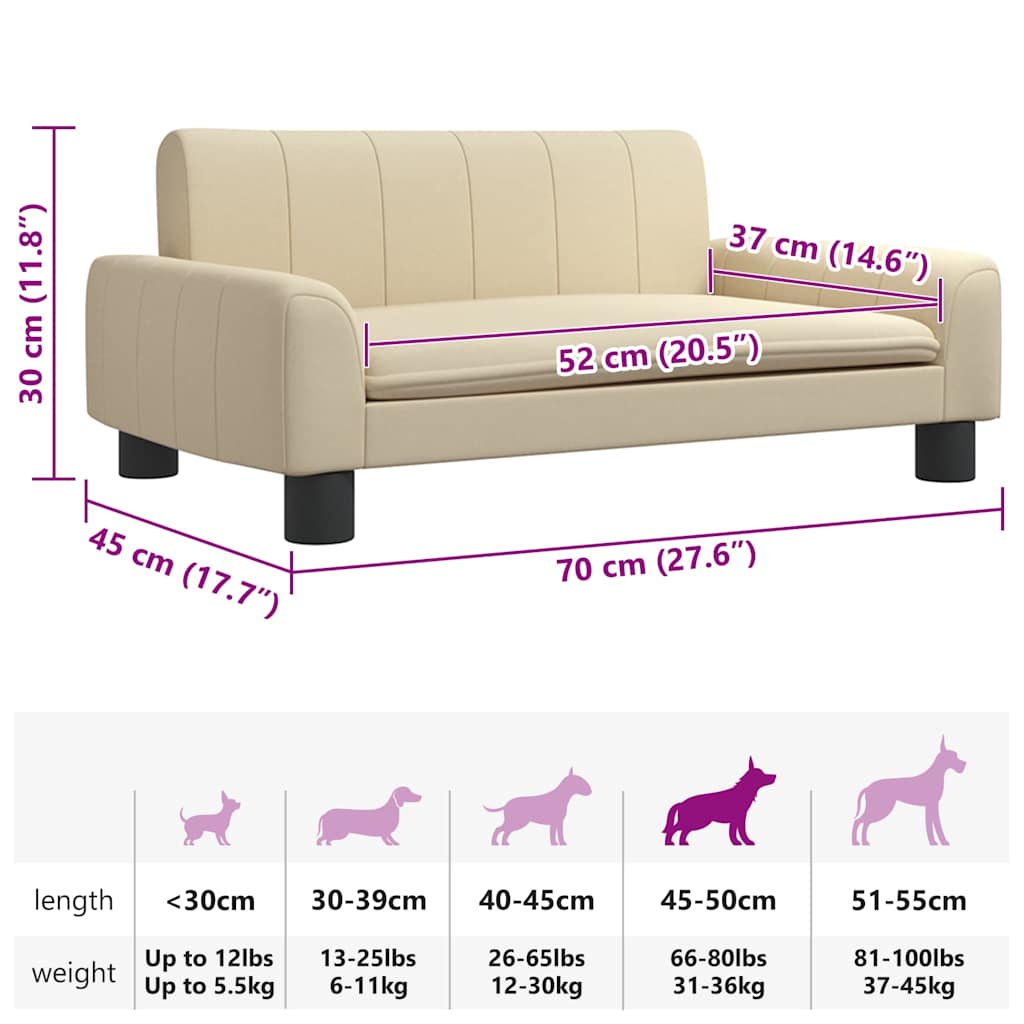 Pelíšek pro psy krémový 70 x 45 x 30 cm textil