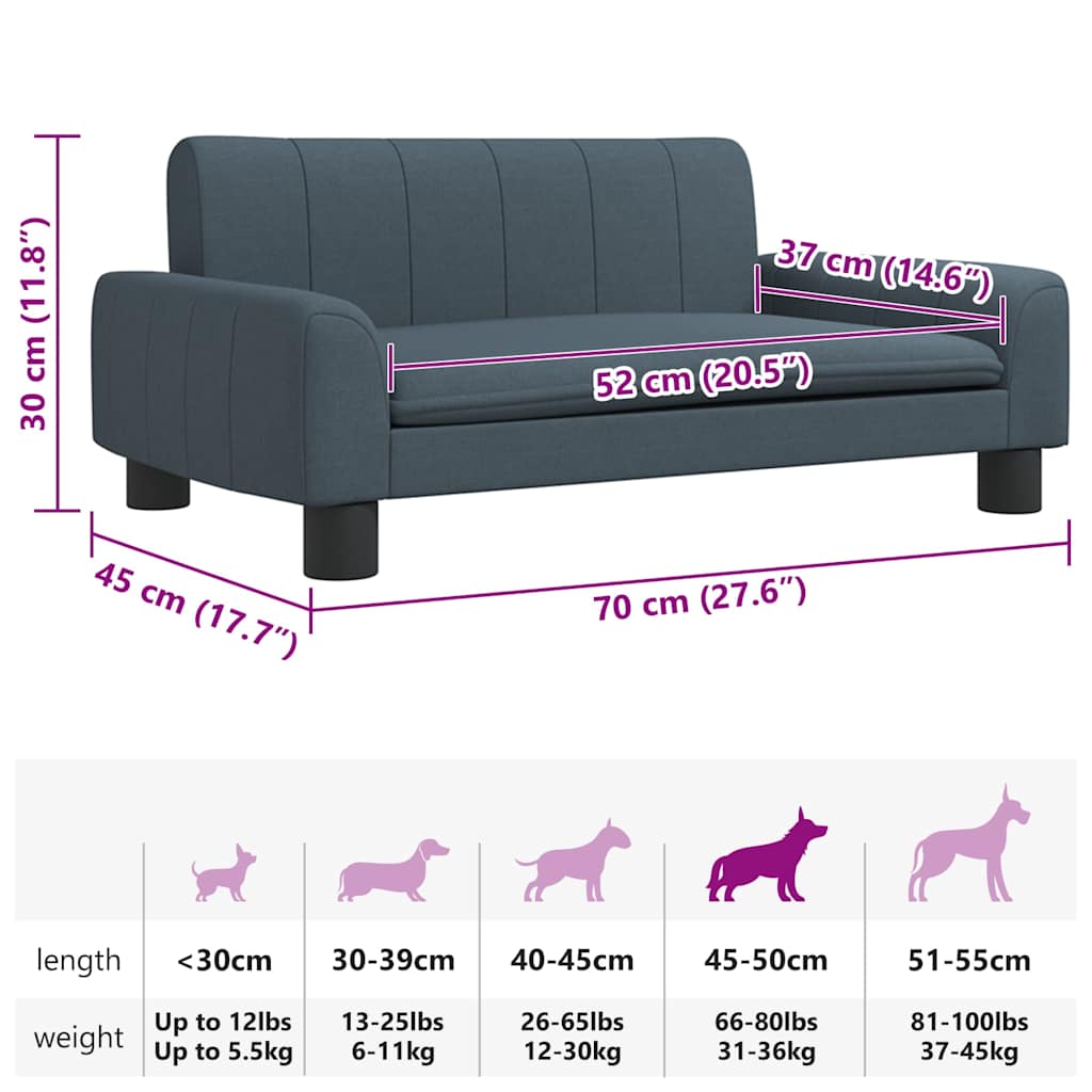 Pelíšek pro psy tmavě šedý 70 x 45 x 30 cm textil