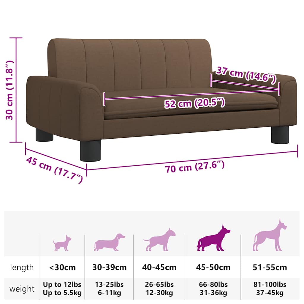Pelíšek pro psy hnědý 70 x 45 x 30 cm textil