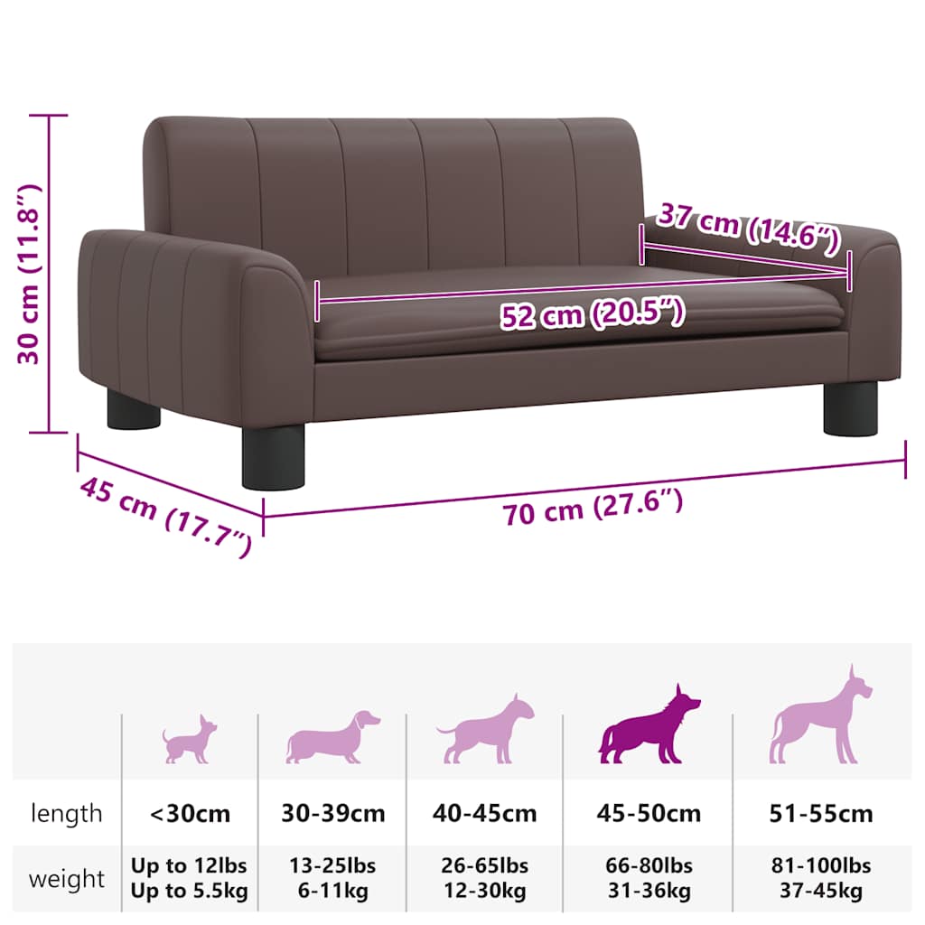 Pelíšek pro psy hnědý 70 x 45 x 30 cm umělá kůže