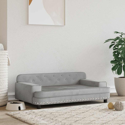 Pelíšek pro psy světle šedý 90 x 53 x 30 cm samet