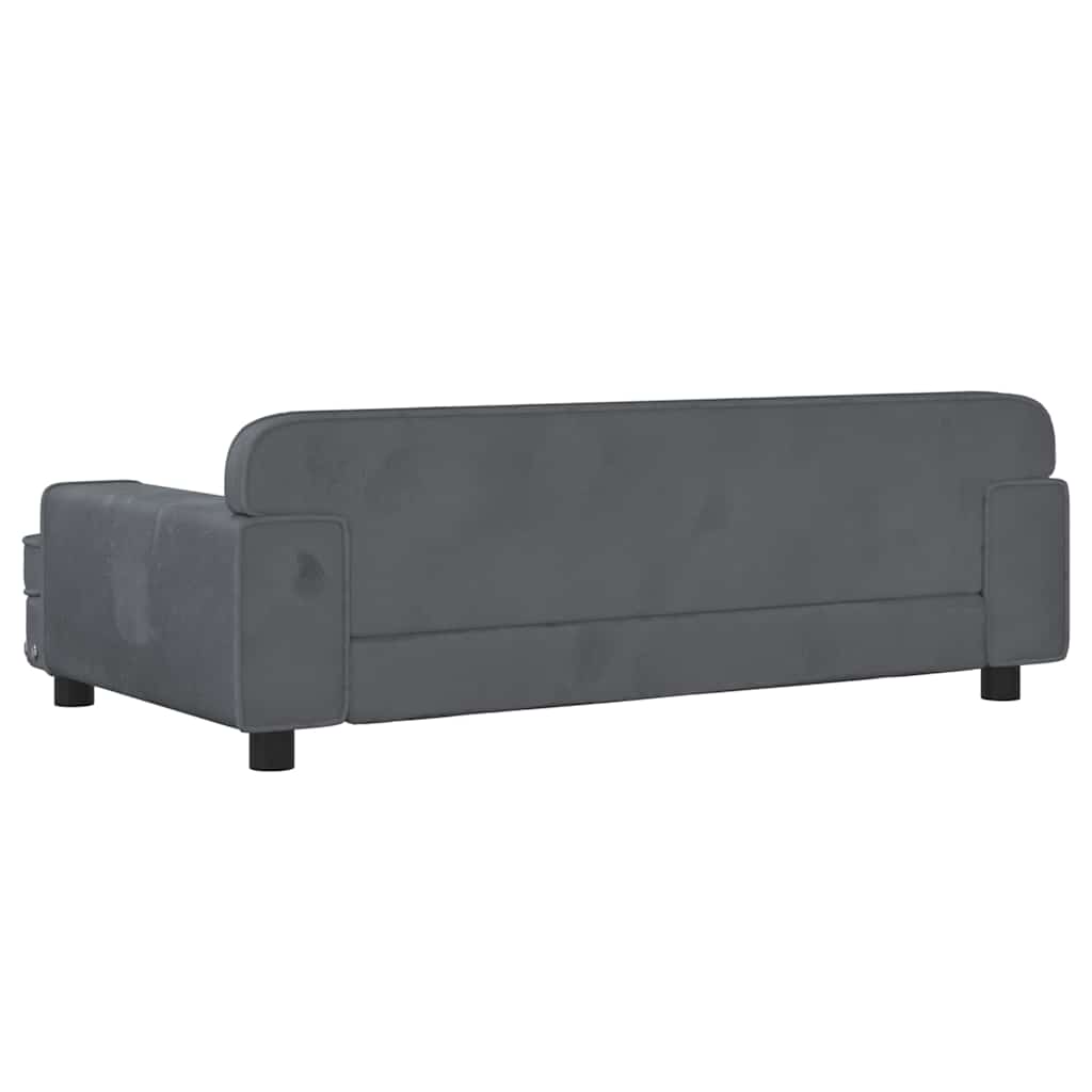 Pelíšek pro psy tmavě šedý 90 x 53 x 30 cm samet