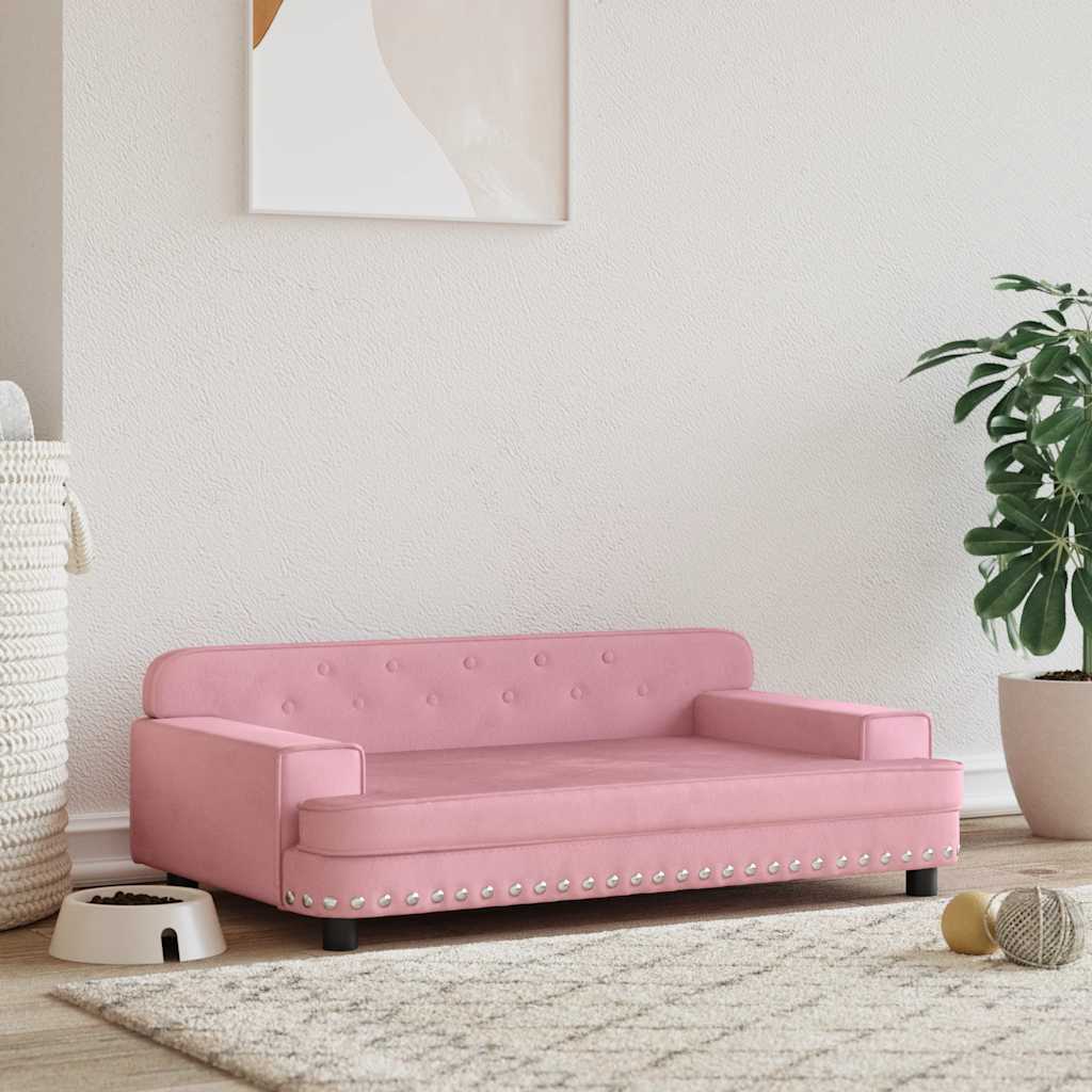 Pelíšek pro psy růžový 90 x 53 x 30 cm samet