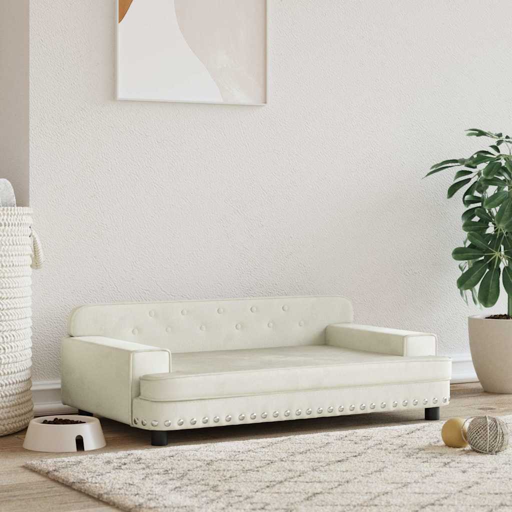 Pelíšek pro psy krémový 90 x 53 x 30 cm samet