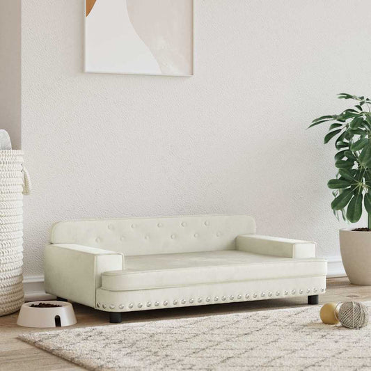 Pelíšek pro psy krémový 90 x 53 x 30 cm samet