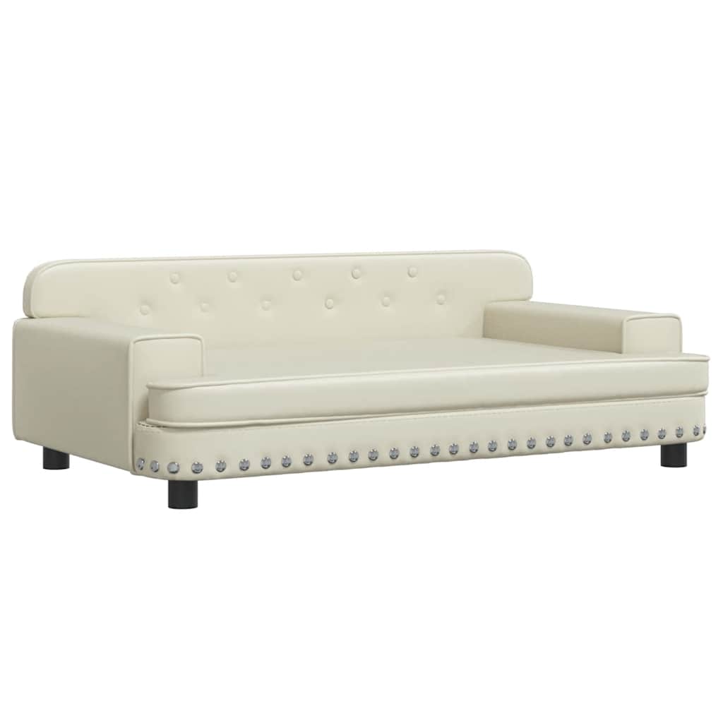Pelíšek pro psy krémový 90 x 53 x 30 cm umělá kůže