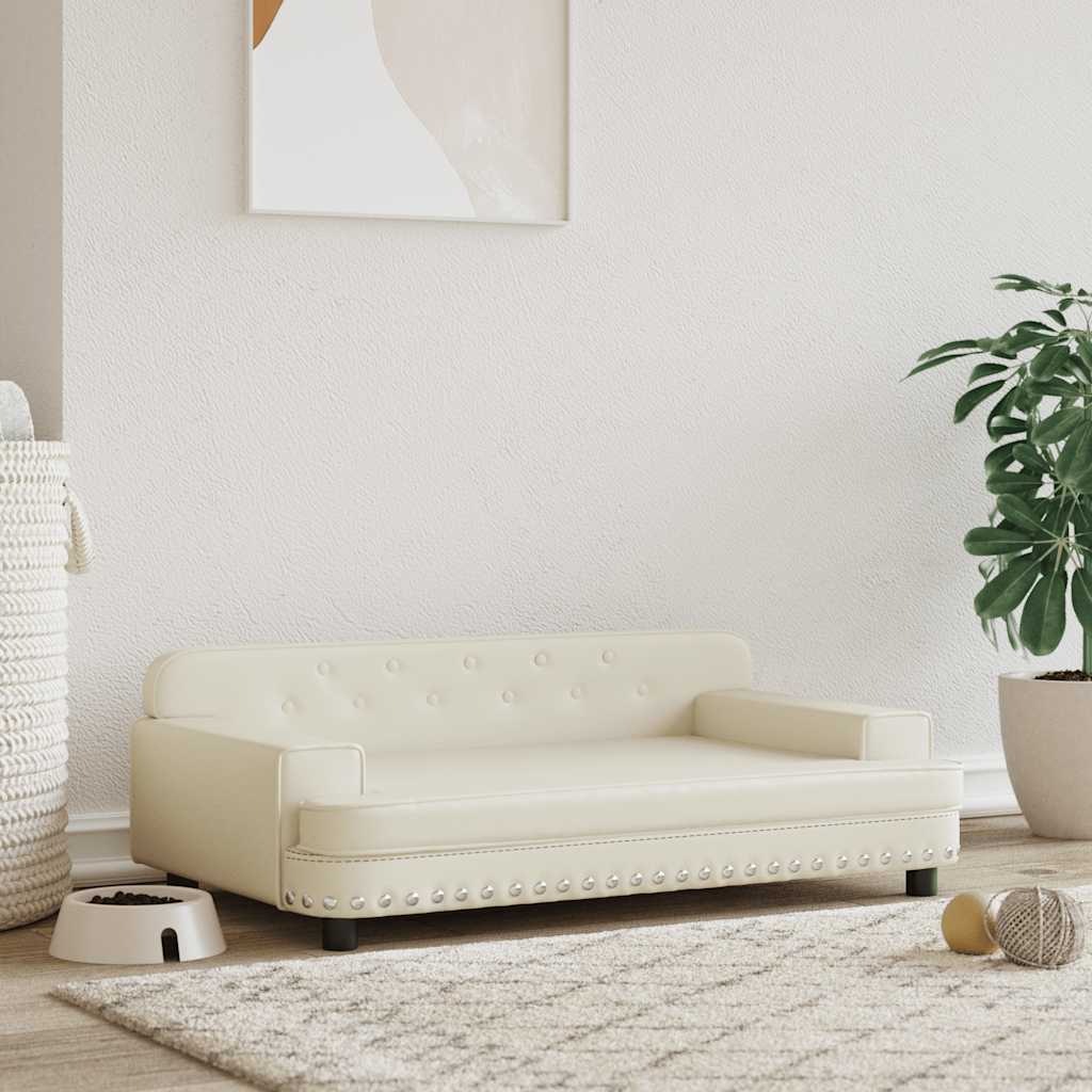 Pelíšek pro psy krémový 90 x 53 x 30 cm umělá kůže