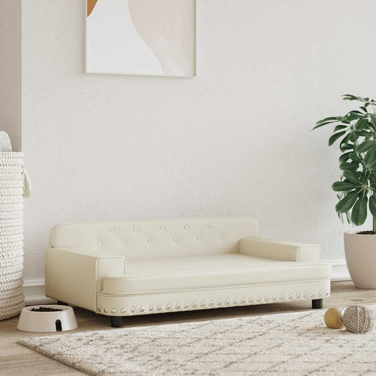 Pelíšek pro psy krémový 90 x 53 x 30 cm umělá kůže
