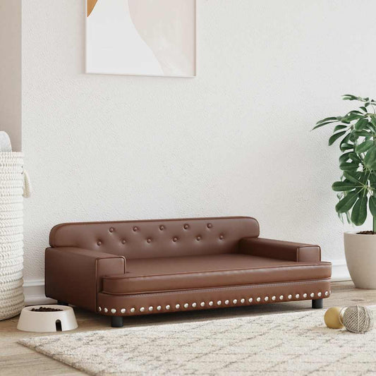 Pelíšek pro psy hnědý 90 x 53 x 30 cm umělá kůže
