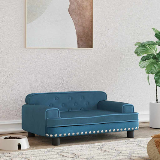 Pelíšek pro psy modrý 70 x 45 x 30 cm samet