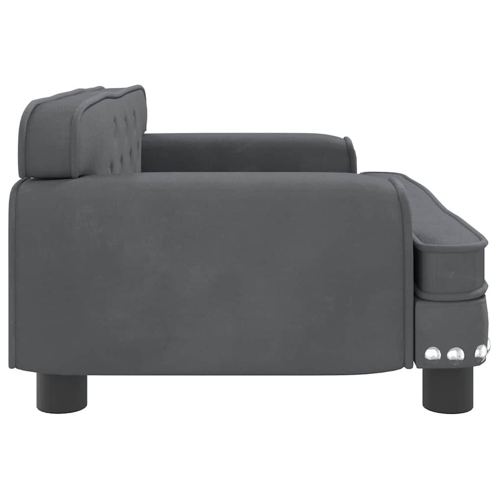 Pelíšek pro psy tmavě šedý 70 x 45 x 30 cm samet