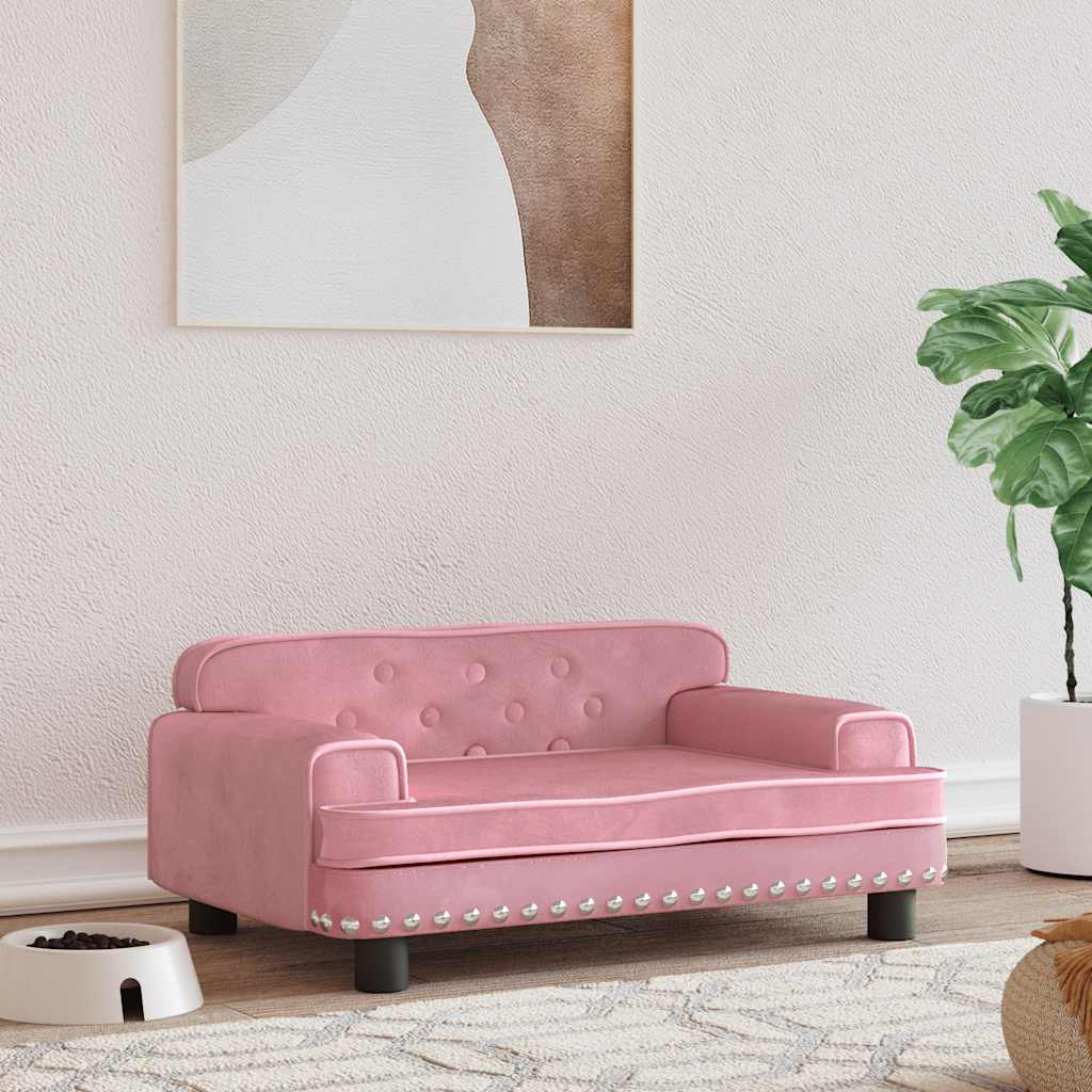 Pelíšek pro psy růžový 70 x 45 x 30 cm samet