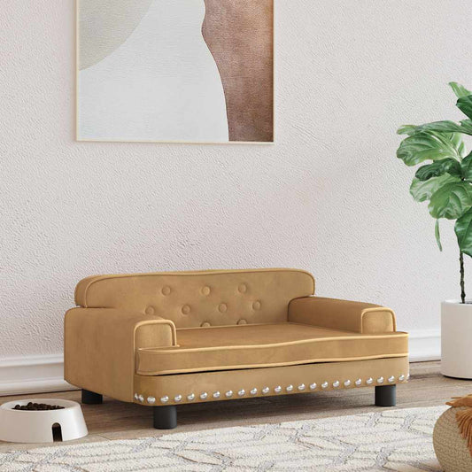 Pelíšek pro psy hnědý 70 x 45 x 30 cm samet