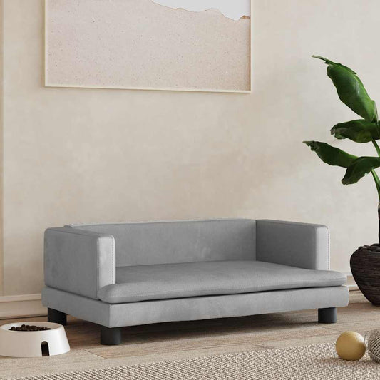 Pelíšek pro psy světle šedý 80 x 45 x 30 cm samet