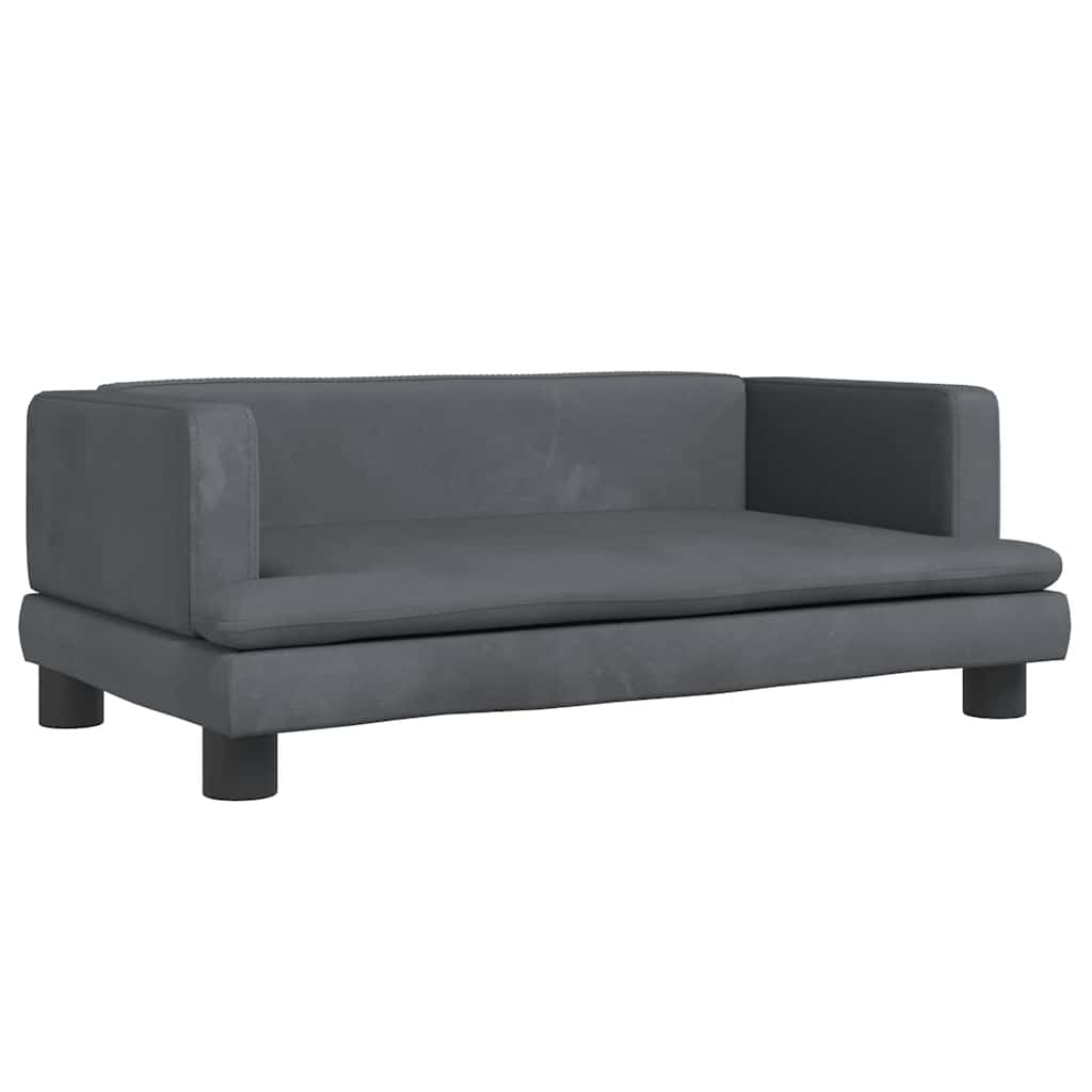 Pelíšek pro psy tmavě šedý 80 x 45 x 30 cm samet