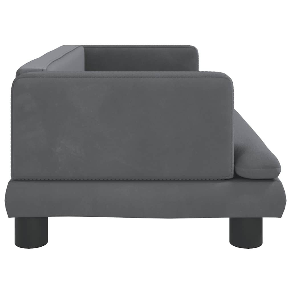 Pelíšek pro psy tmavě šedý 80 x 45 x 30 cm samet