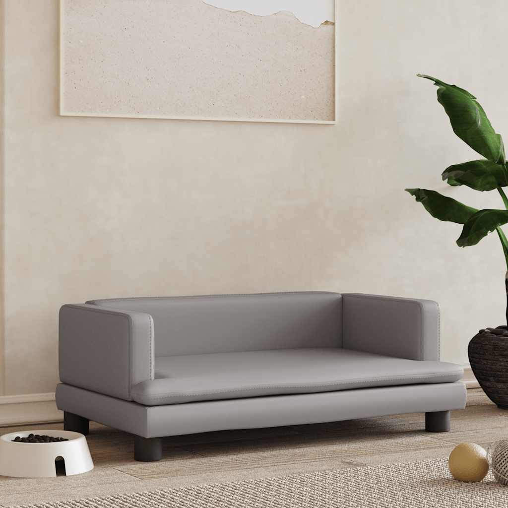 Pelíšek pro psy šedý 80 x 45 x 30 cm umělá kůže