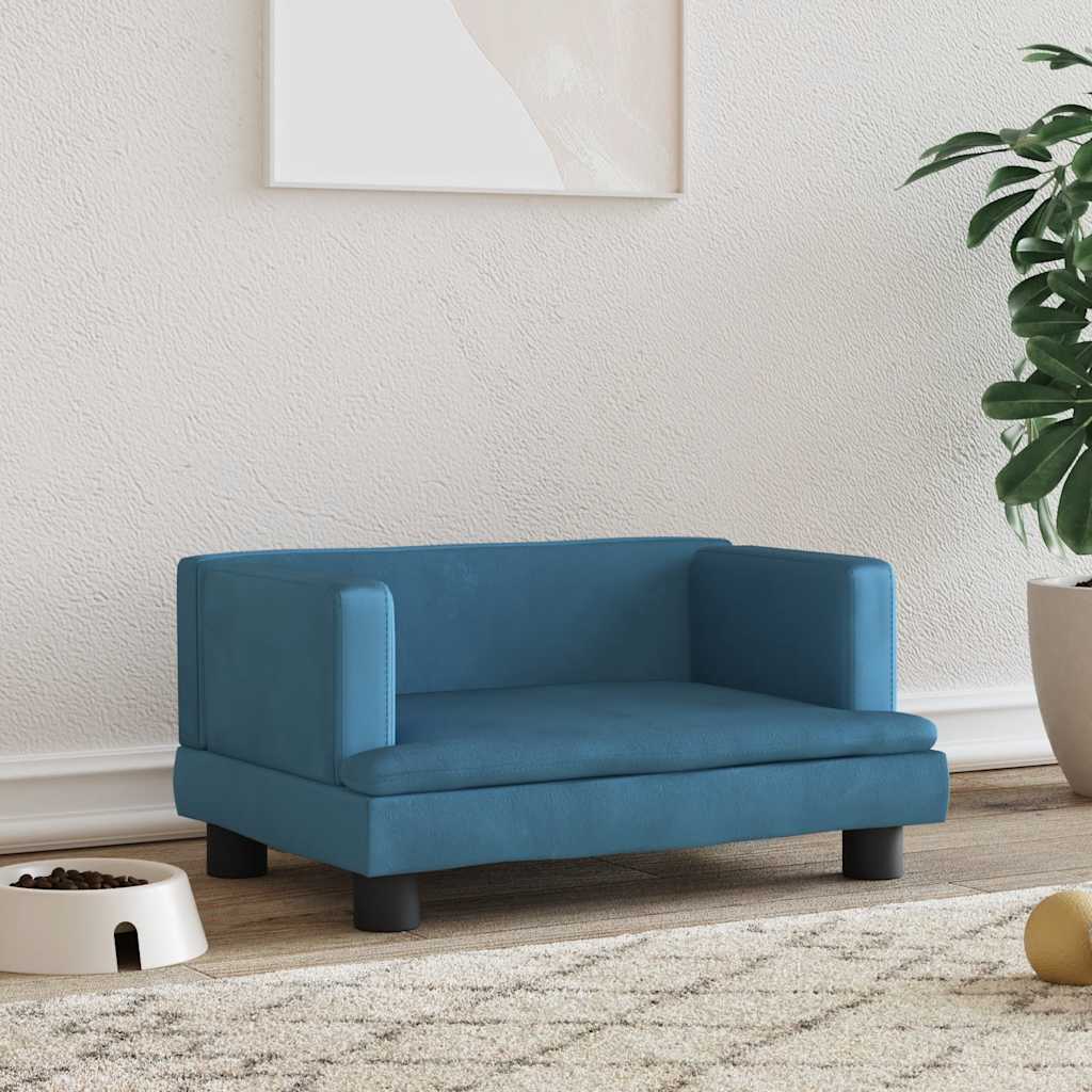 Pelíšek pro psy modrý 60 x 40 x 30 cm samet