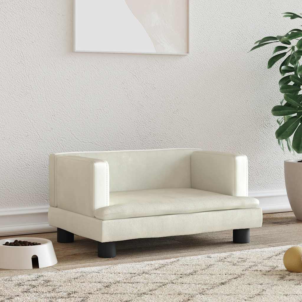 Pelíšek pro psy krémový 60 x 40 x 30 cm samet
