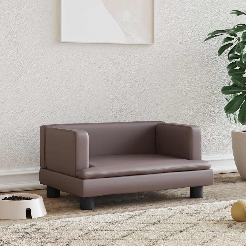 Pelíšek pro psy hnědý 60 x 40 x 30 cm umělá kůže