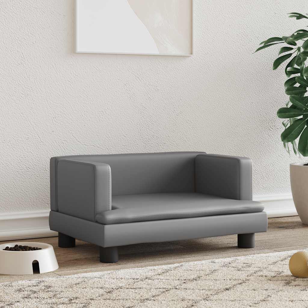 Pelíšek pro psy šedý 60 x 40 x 30 cm umělá kůže