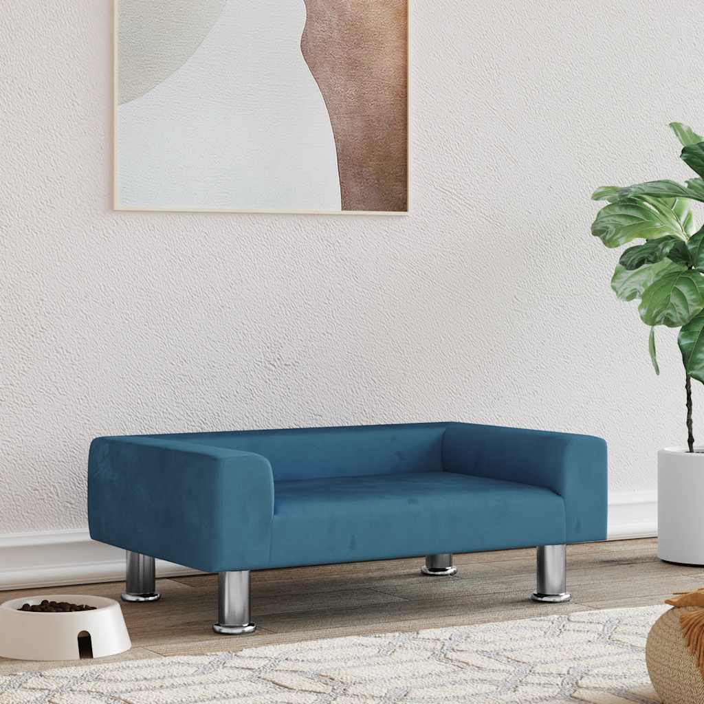 Pelíšek pro psy modrý 70 x 45 x 26,5 cm samet