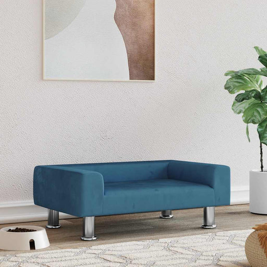 Pelíšek pro psy modrý 70 x 45 x 26,5 cm samet