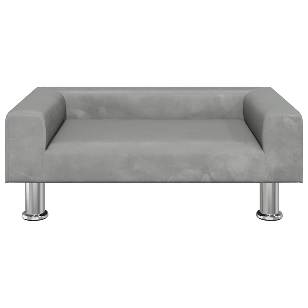 Pelíšek pro psy světle šedý 70 x 45 x 26,5 cm samet