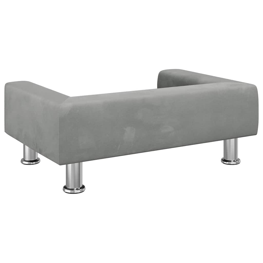 Pelíšek pro psy světle šedý 70 x 45 x 26,5 cm samet