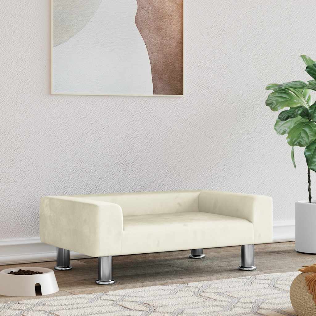 Pelíšek pro psy krémový 70 x 45 x 26,5 cm samet