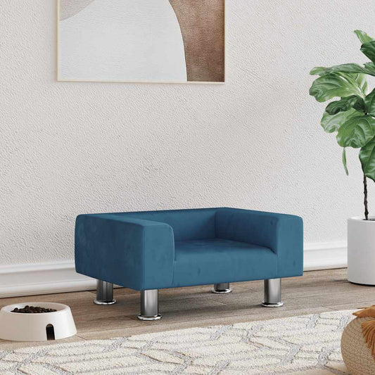 Pelíšek pro psy modrý 50 x 40 x 26,5 cm samet