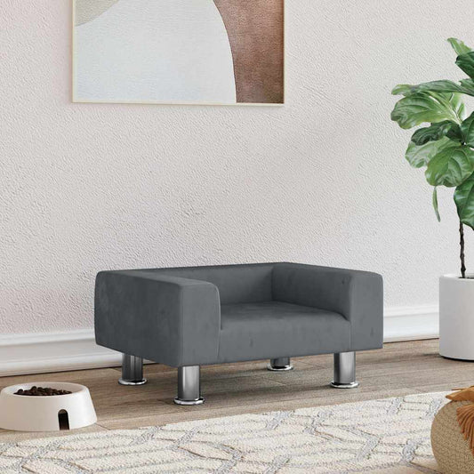 Pelíšek pro psy tmavě šedý 50 x 40 x 26,5 cm samet