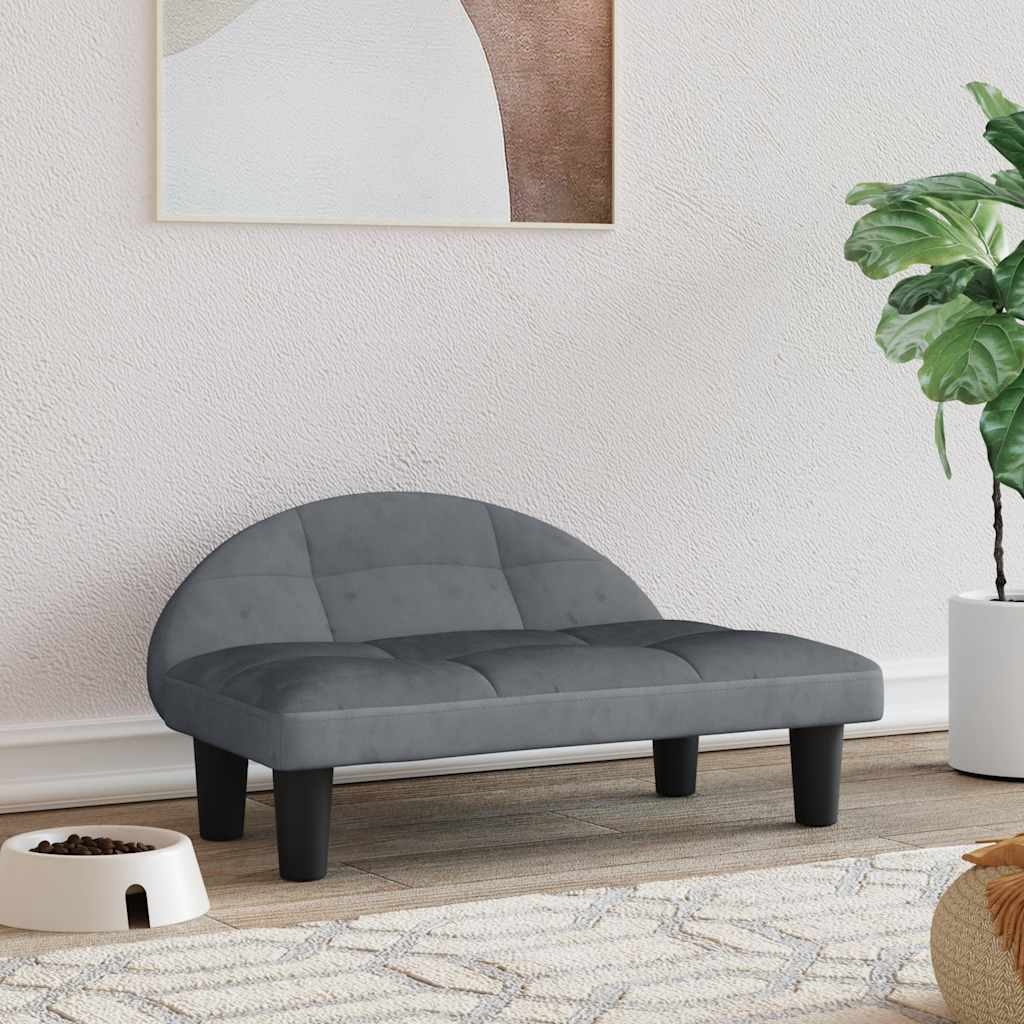 Pelíšek pro psy tmavě šedý 70 x 52 x 30 cm samet