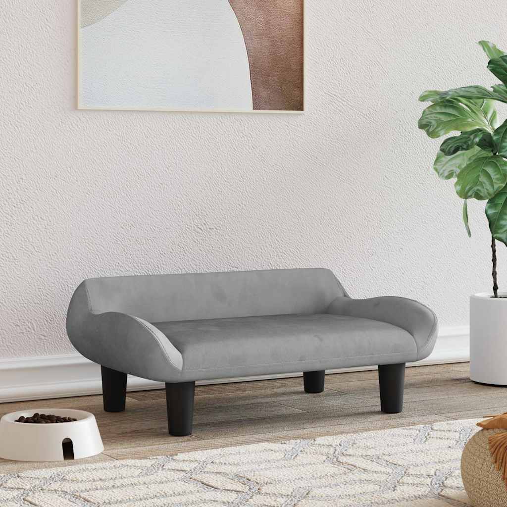 Pelíšek pro psy světle šedý 70 x 40 x 24 cm samet