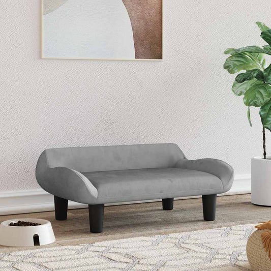 Pelíšek pro psy světle šedý 70 x 40 x 24 cm samet