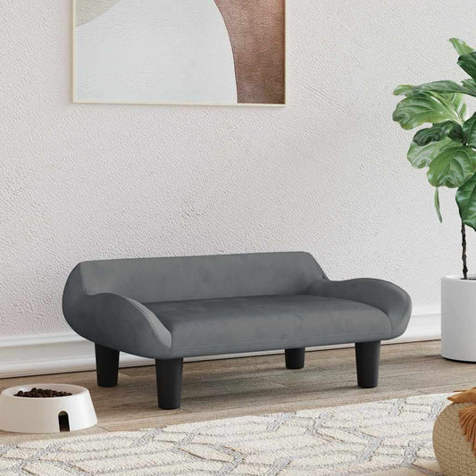 Pelíšek pro psy tmavě šedý 70 x 40 x 24 cm samet