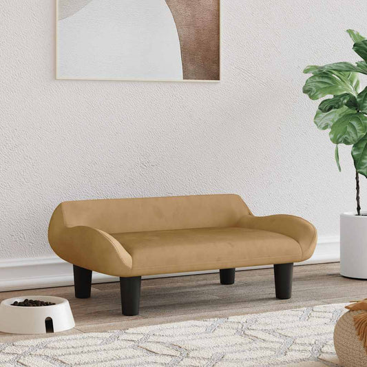 Pelíšek pro psy hnědý 70 x 40 x 24 cm samet