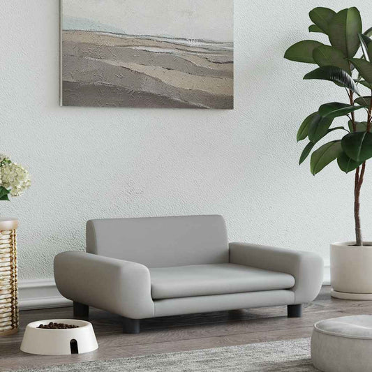 Pelíšek pro psy světle šedý 70 x 45 x 33 cm samet