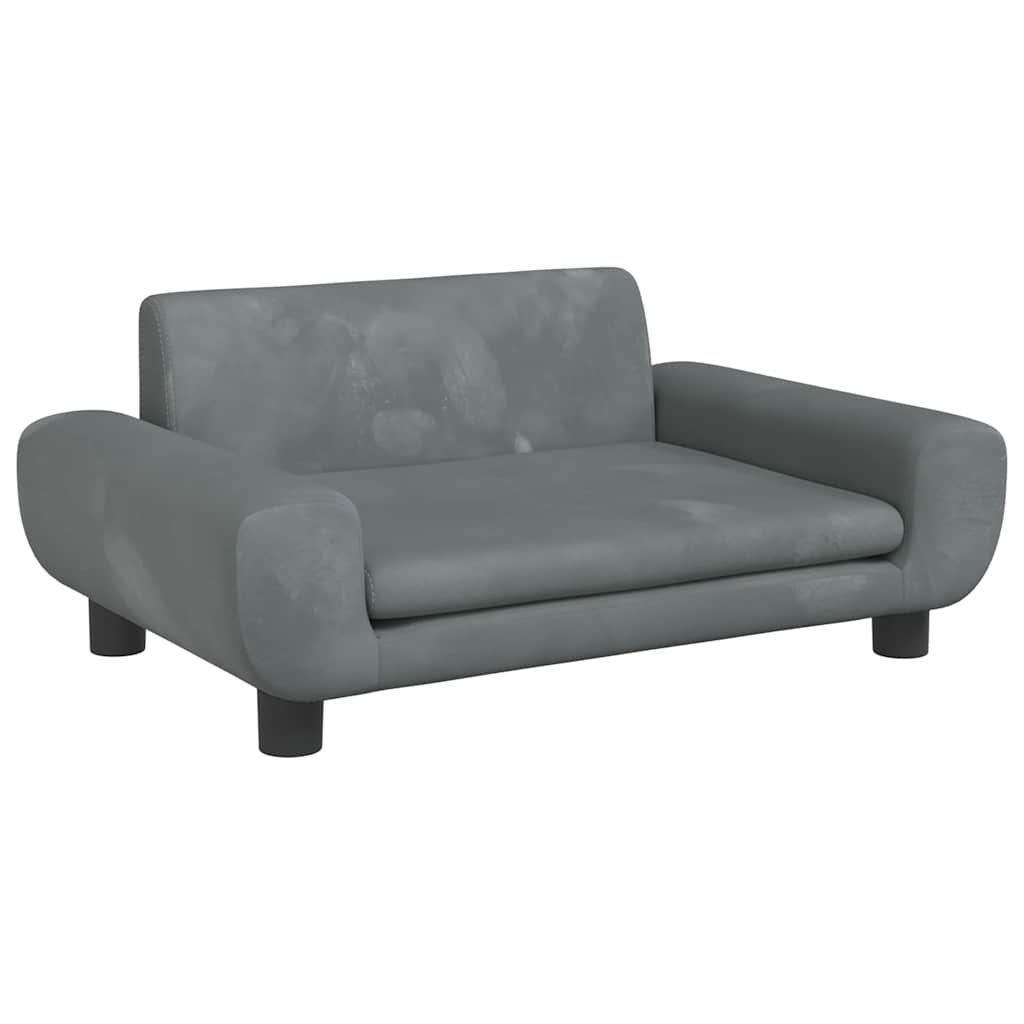 Pelíšek pro psy tmavě šedý 70 x 45 x 33 cm samet