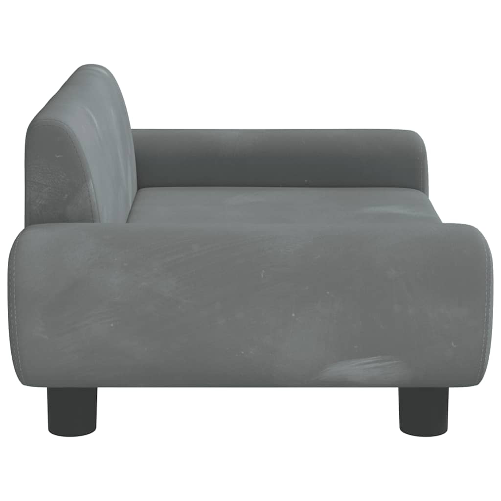 Pelíšek pro psy tmavě šedý 70 x 45 x 33 cm samet