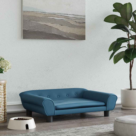 Pelíšek pro psy modrý 70 x 48 x 22 cm samet